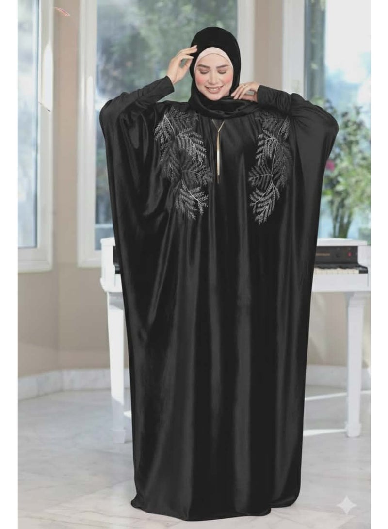 Women's prayer robe – distinctive and elegant embroidery – black - Image 2